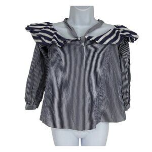 J.Crew Striped Off-The-Shoulder Ruffle Top Size 2 Petite